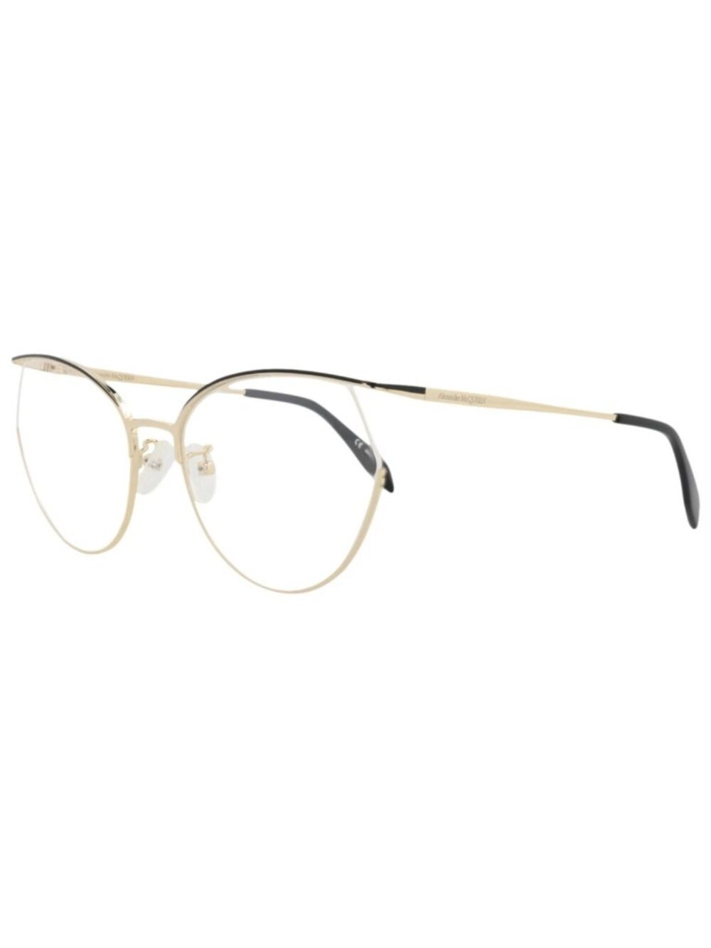 New Alexander McQueen Women's Eyeglasses Cat Eye Metal Frame Gold Gold